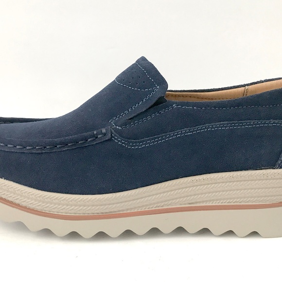 Navy Wedge Loafers 9 - Picture 3 of 7